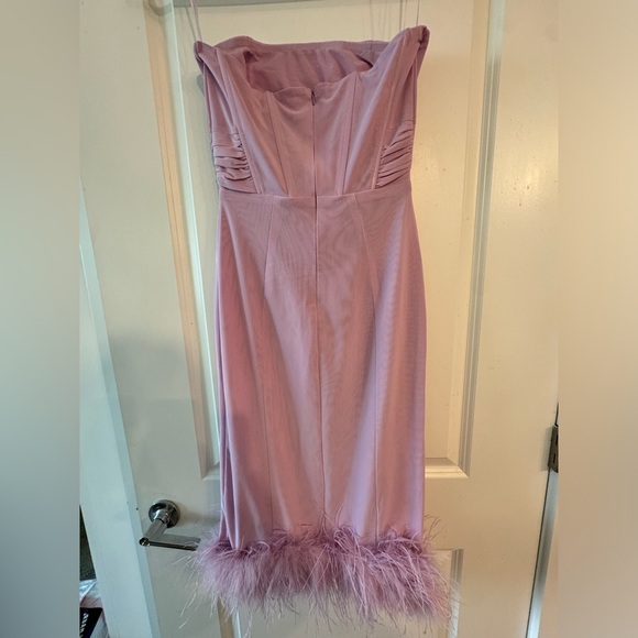 Lilac corset, Fashion Nova midi dress with feather detail. Size large. - Picture 2 of 3